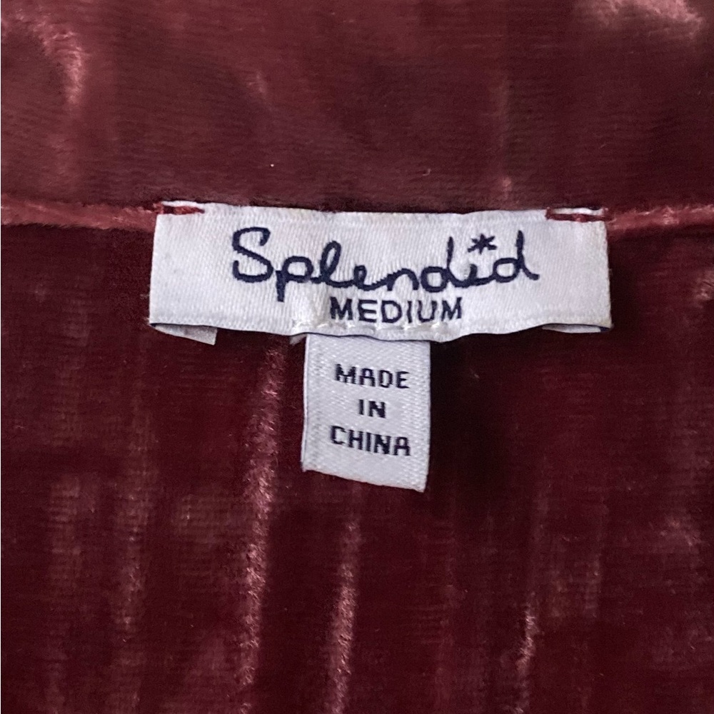 Splendid Velvet Button-Down Shirt - Deep Red - Picture 2 of 8